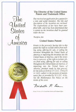 Patenturkunde SAF USA
